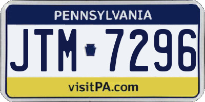 PA license plate JTM7296