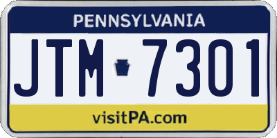 PA license plate JTM7301