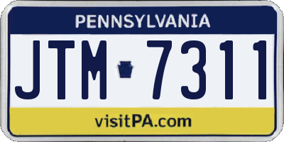 PA license plate JTM7311