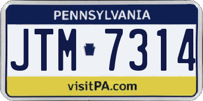 PA license plate JTM7314