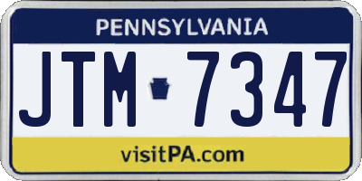 PA license plate JTM7347