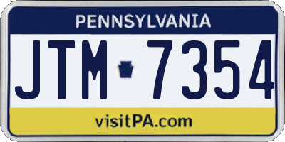 PA license plate JTM7354