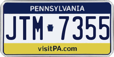 PA license plate JTM7355