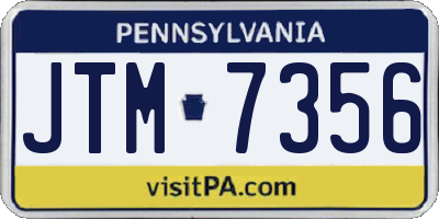 PA license plate JTM7356