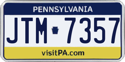 PA license plate JTM7357