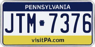 PA license plate JTM7376