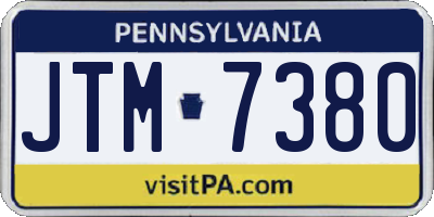 PA license plate JTM7380