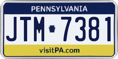 PA license plate JTM7381
