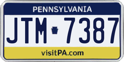 PA license plate JTM7387