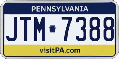 PA license plate JTM7388