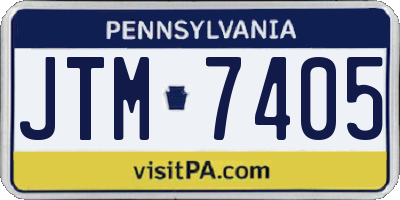 PA license plate JTM7405