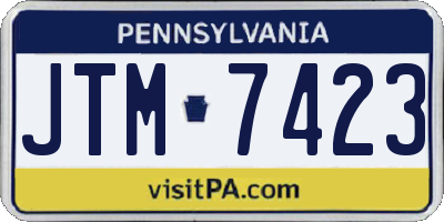 PA license plate JTM7423