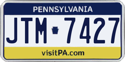 PA license plate JTM7427