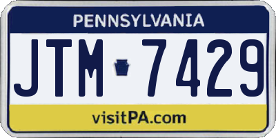 PA license plate JTM7429