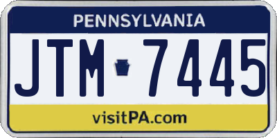 PA license plate JTM7445