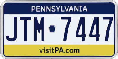 PA license plate JTM7447