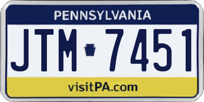 PA license plate JTM7451