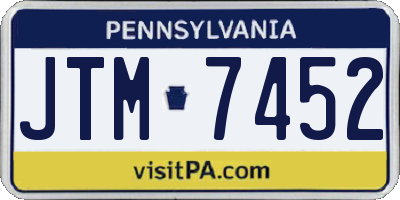 PA license plate JTM7452