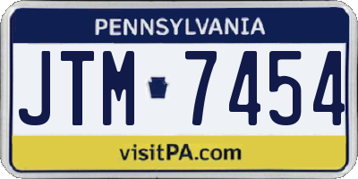PA license plate JTM7454