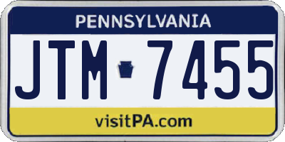 PA license plate JTM7455