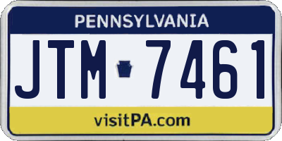 PA license plate JTM7461