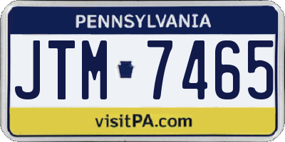PA license plate JTM7465