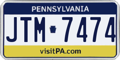 PA license plate JTM7474
