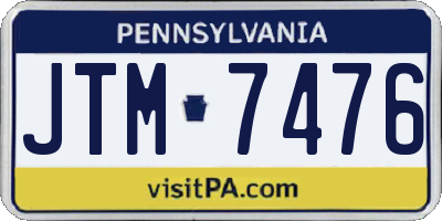 PA license plate JTM7476