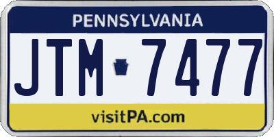 PA license plate JTM7477