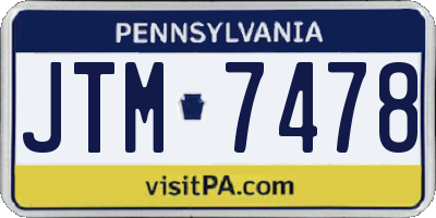 PA license plate JTM7478