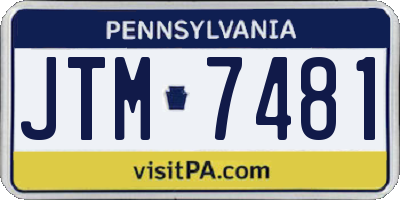 PA license plate JTM7481