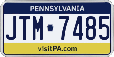 PA license plate JTM7485