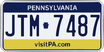 PA license plate JTM7487