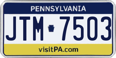 PA license plate JTM7503
