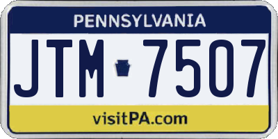 PA license plate JTM7507