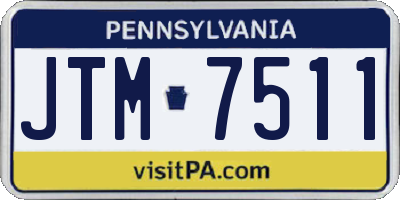 PA license plate JTM7511