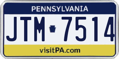 PA license plate JTM7514