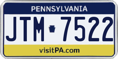 PA license plate JTM7522