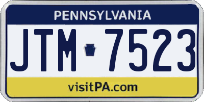 PA license plate JTM7523