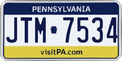 PA license plate JTM7534