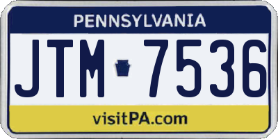 PA license plate JTM7536