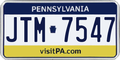 PA license plate JTM7547