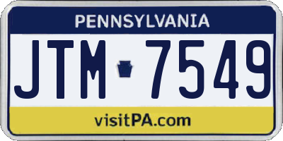 PA license plate JTM7549
