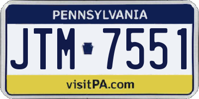 PA license plate JTM7551