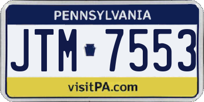 PA license plate JTM7553