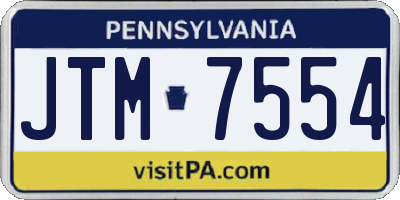 PA license plate JTM7554