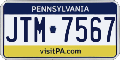 PA license plate JTM7567