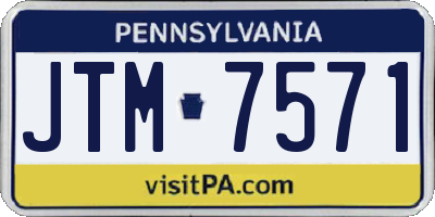 PA license plate JTM7571