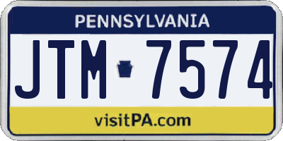 PA license plate JTM7574
