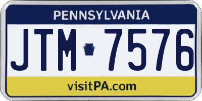PA license plate JTM7576